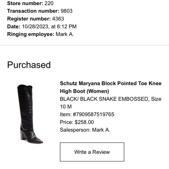 Schutz Maryana Pointed Toe Knee High Boot Size 10 - Picture 2 of 7